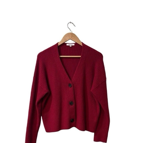 Madewell wool alpaca red cardigan - Picture 4 of 4